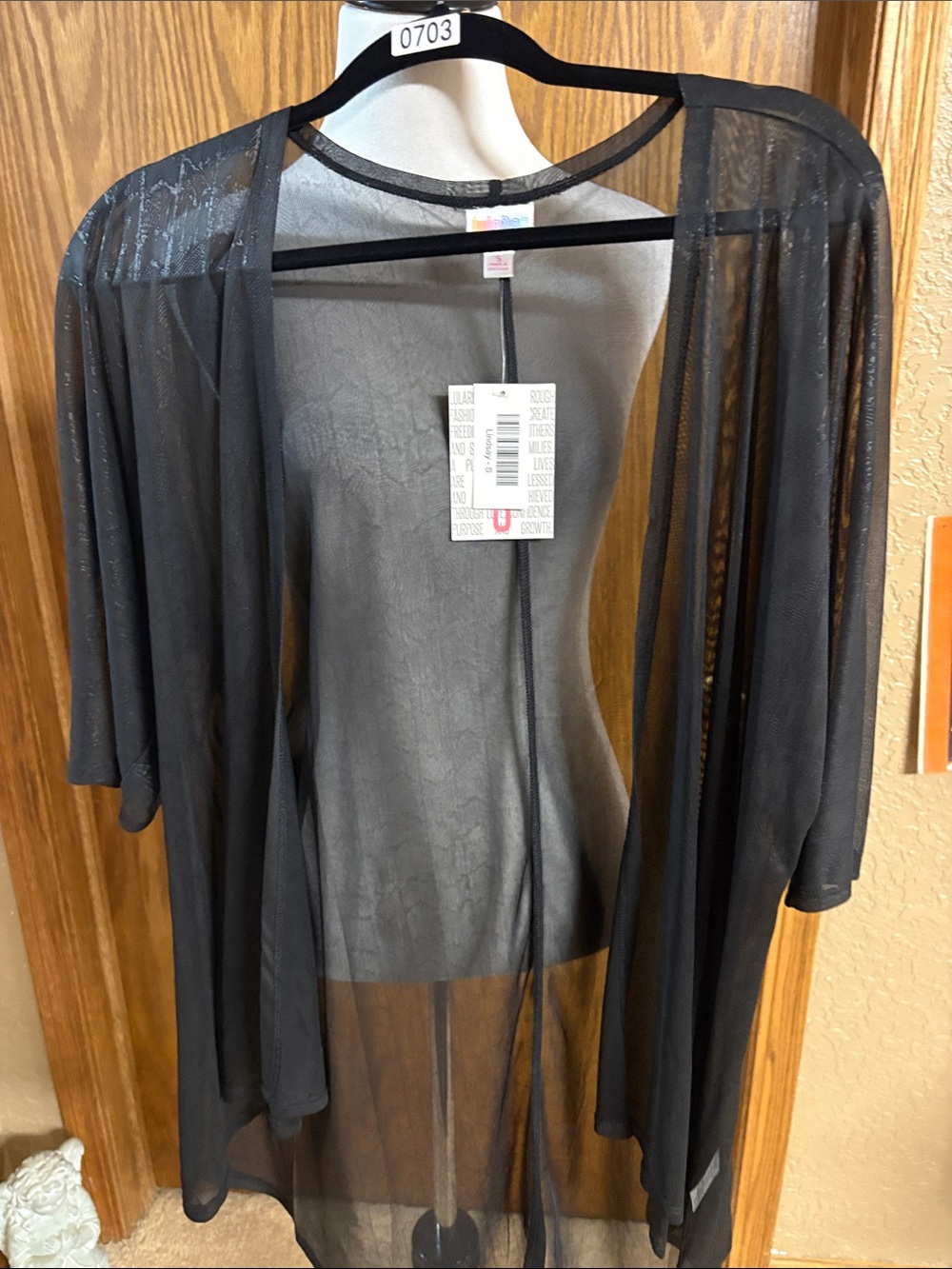 LuLaRoe Black Sheer Lindsay Duster